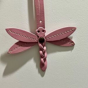 💗 Vintage Pink Dragonfly Tassel Bag Charm - Portland Leather